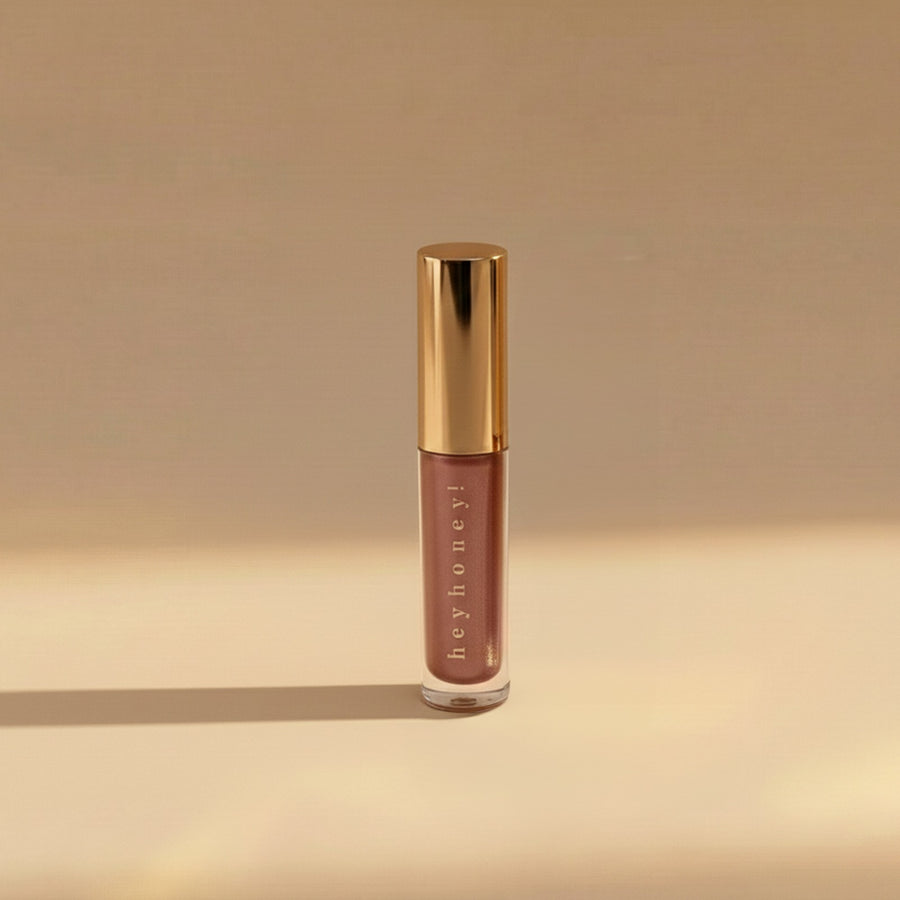HeyHoney Tinted Lip Oil Mocha applied to lips
