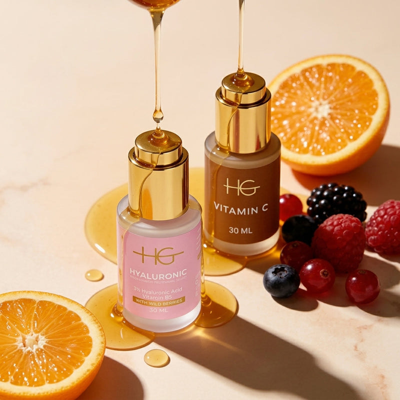 HG Perfect Duo serums for a morning vitamin C and evening retinol skincare routine